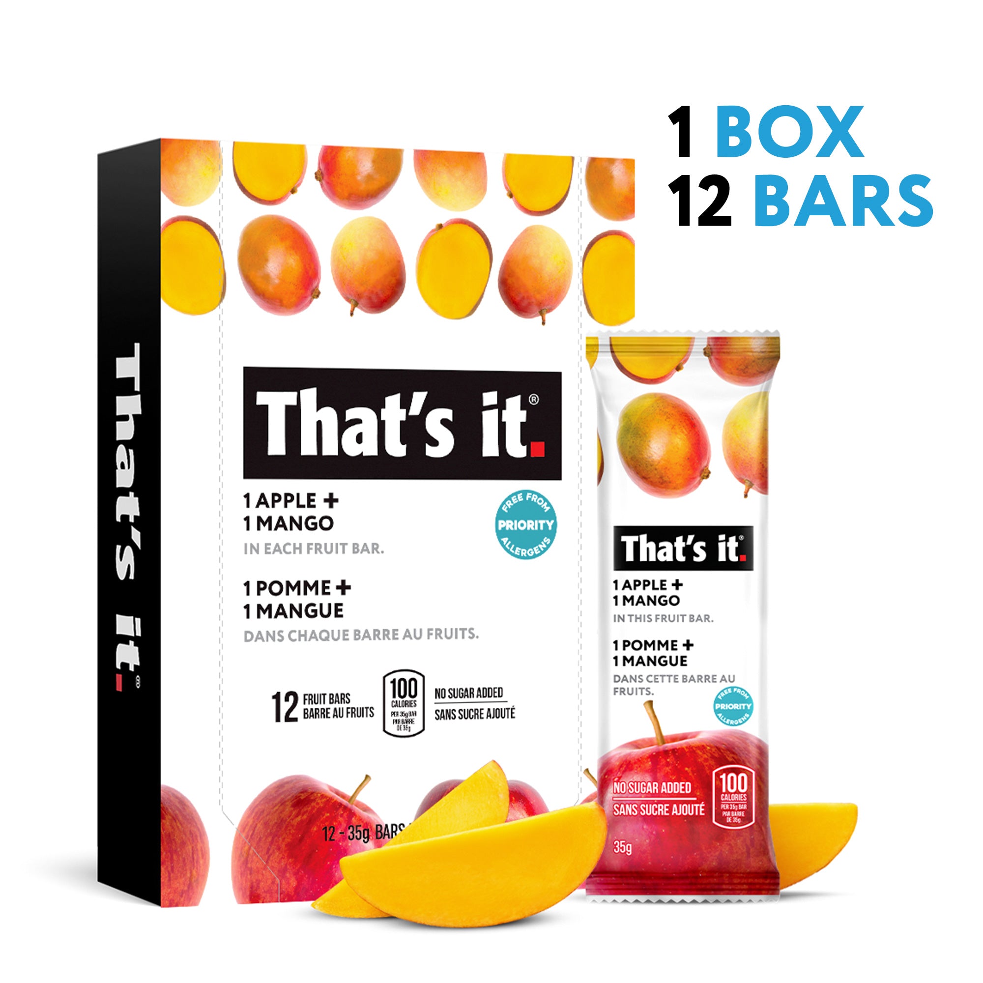 1 box 12 bars. 12 ct box of Apple + Mango Fruit Bars